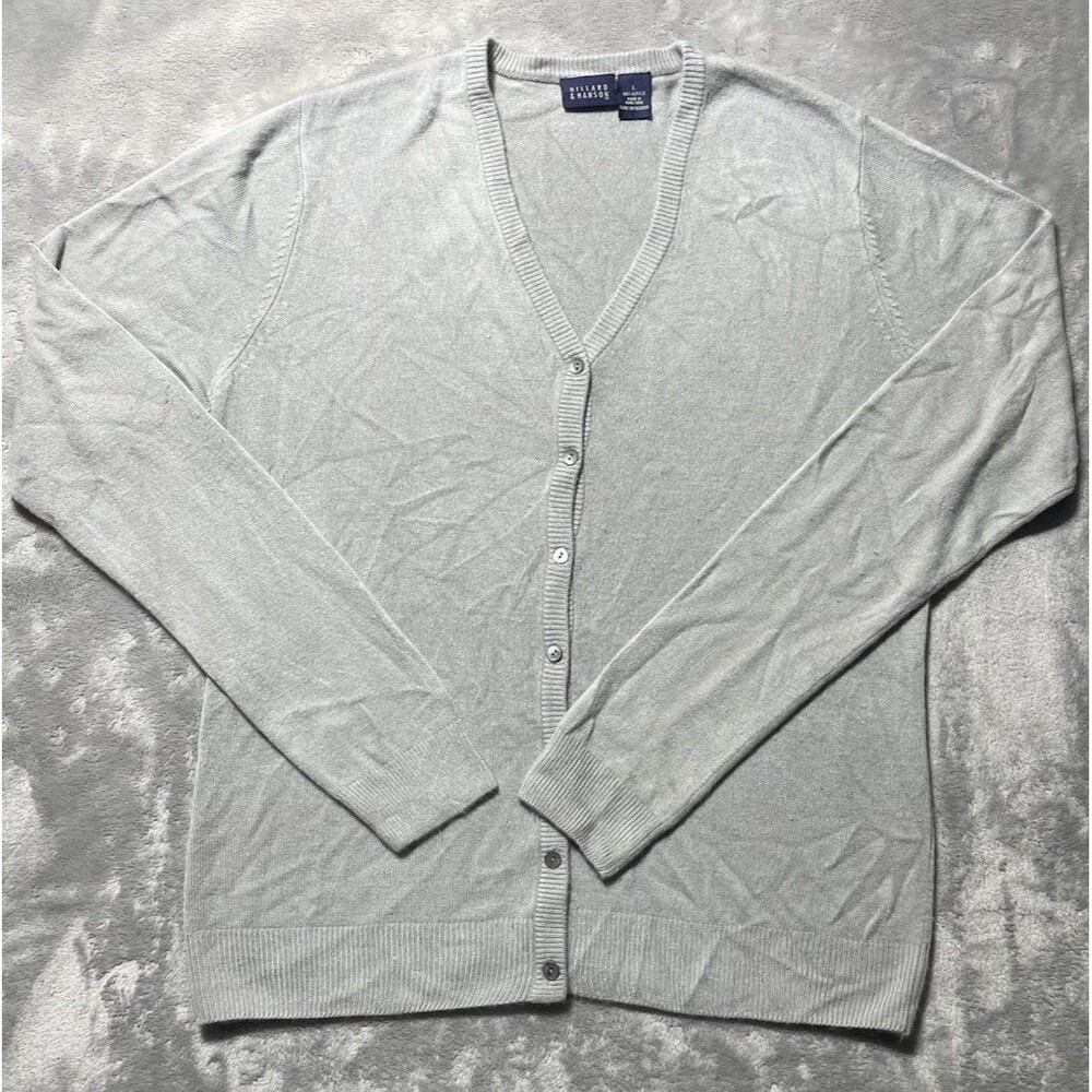 Vintage Hillard & Hanson Gray Cardigan Sweater L Kurt Cobain Style